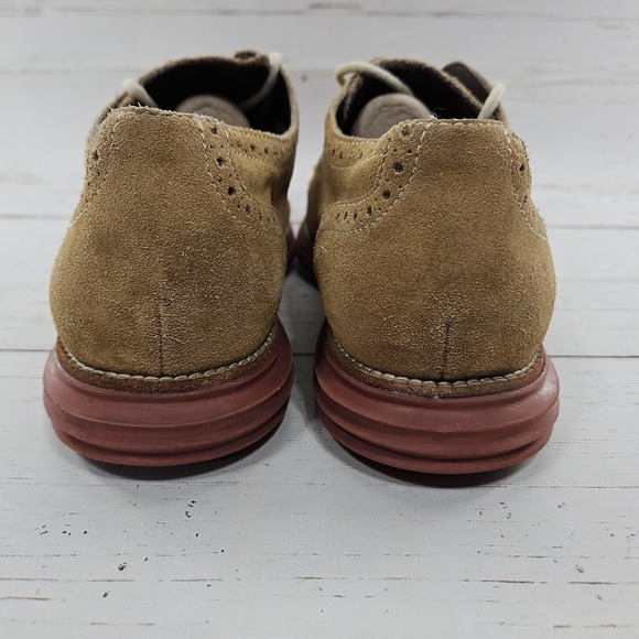 Cole Haan LunarGrand Wingtip Oxford Mens 11.5M Tan Red Suede Dress Shoes‎ C10228 main image 7